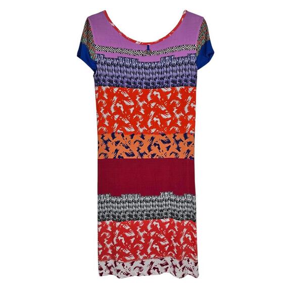 Y2K Vtg Save The Queen Italy Patchwork Knit Dress Multi Print Boho Small - Picture 4 of 11